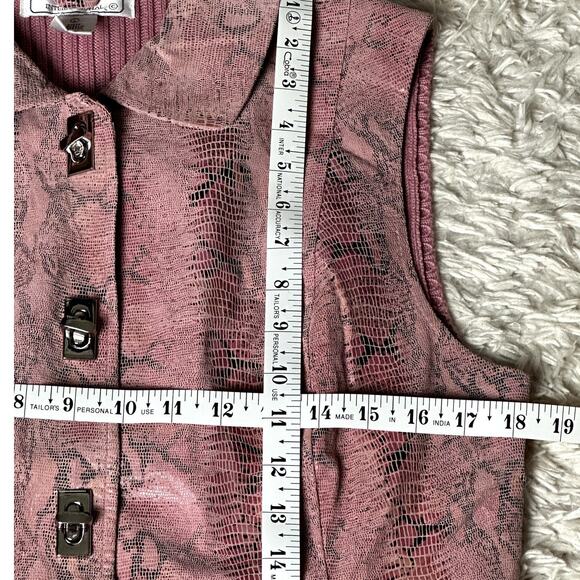 Vintage Lisa International Women Large Pink Snake Skin Suede Cotton Artsy Vest - Picture 3 of 9